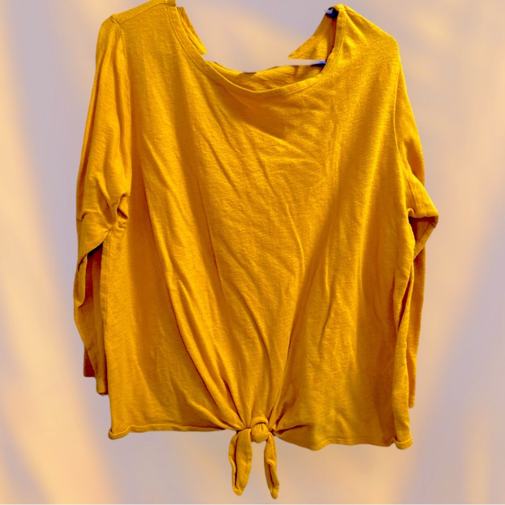Old Navy Mustard Tie-Front Long Sleeve Top
